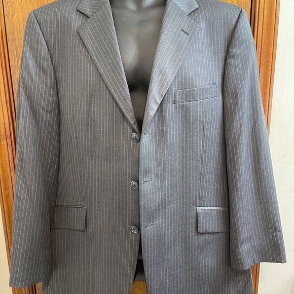 Arnold Brant Grey Pinstripe Suit Jacket and Pants Size 44R - Picture 6 of 16